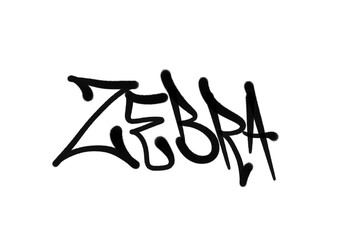 ZEBRA animals name sprayed graffiti letters isolated hand drawn style