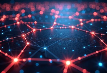 Obraz premium 8k UHD Line Art Background: Interconnected Hexagons, Glowing Design, Sophisticated Style, Abstract Texture, High Resolution, Modern Look, Seamless Art, Elegant Detail, Vector. 