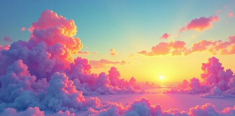 A stunning sunset with colorful clouds in a serene sky, creating a peaceful atmosphere.