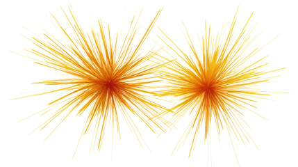 Obraz premium Two exploding golden yellow spikes on transparent background