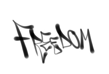 FREEDOM sprayed graffiti letters isolated hand drawn style