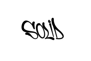SOLID sprayed graffiti letters isolated hand drawn style