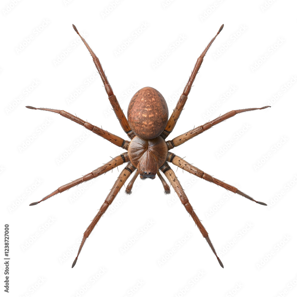 Poster large brown spider with long legs and distinctive patterns on a plain surface