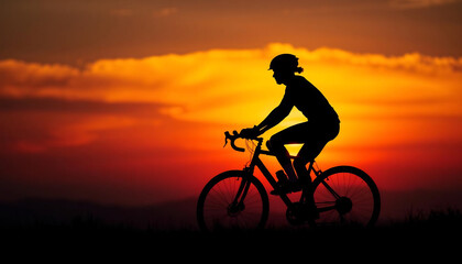 Silhouette of a Cyclist at Sunset