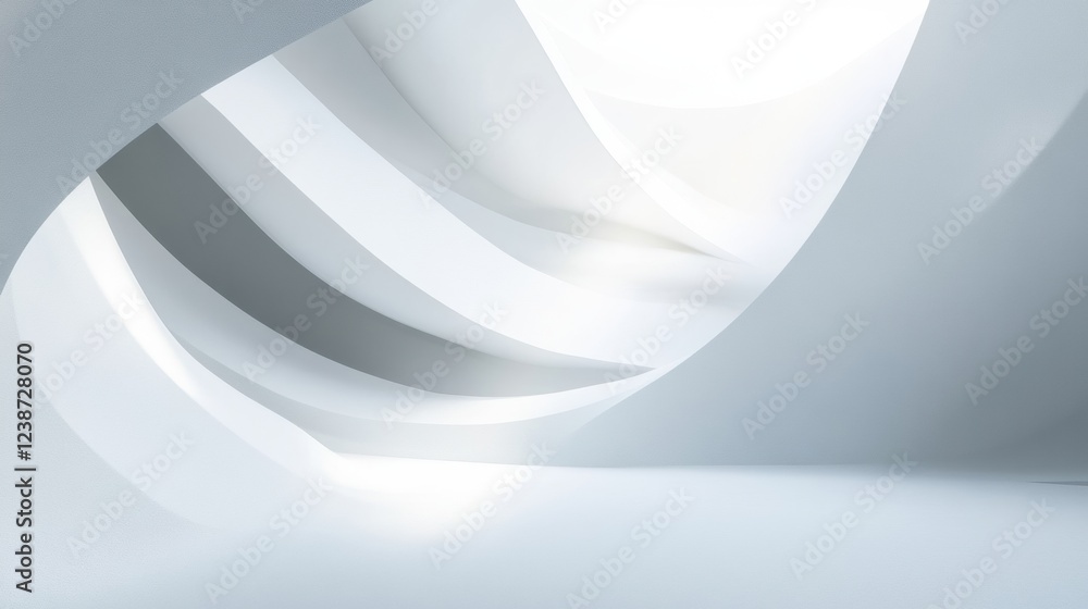 Poster abstract curved structure with soft light and shadows creates a modern architecture design