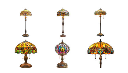 stained glass lamp casting colorful light patterns png pack
