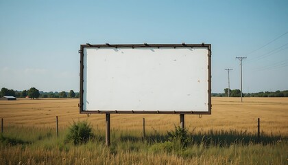 Blank Billboard in a Rural Wheat Field