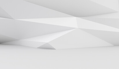 White Geometric Polygon Abstract Background. 3d Render