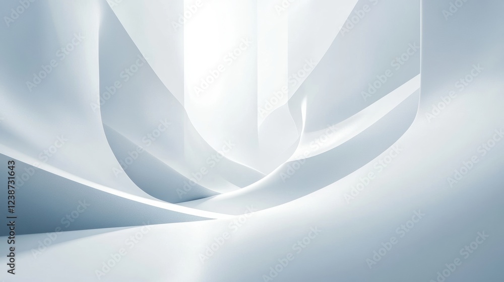 Aufkleber abstract light curves form fluid structure with dynamic flow and minimalist white tone design
