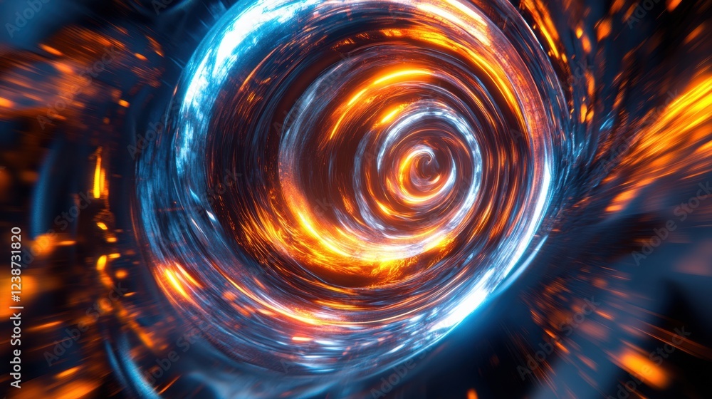 Poster abstract luminous vortex swirl of energy with dynamic light effects in deep space universe