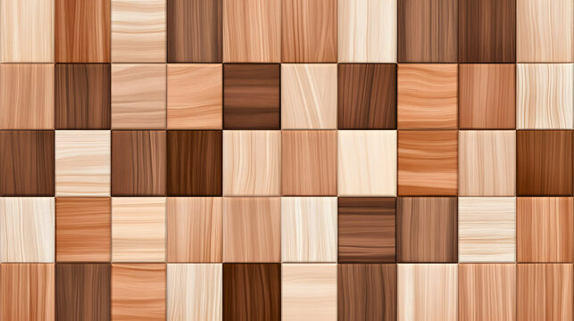 Wood tile texture background, square pattern, brown tones, home decor, design element
