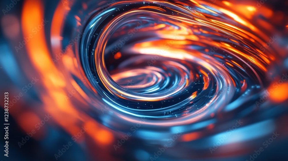 Poster abstract vortex of fluidic light flowing in swirling patterns with luminous glares and shimmers