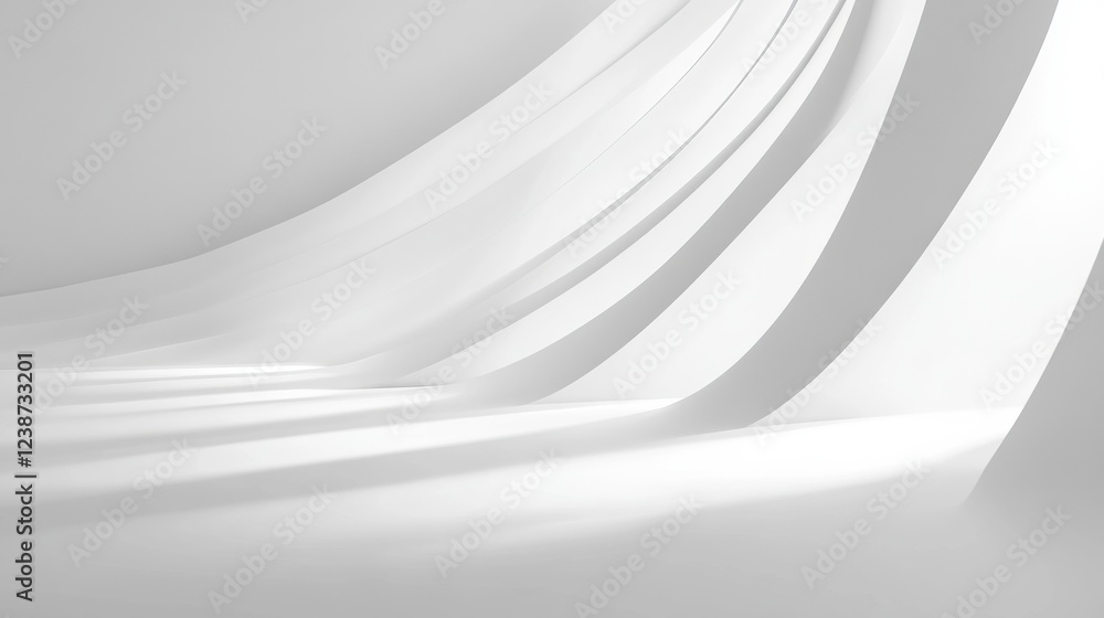 Poster abstract white curves of modern architecture with soft shadow and light effects design element
