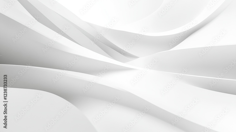 Poster abstract white curvilinear forms with soft lighting create smooth and dynamic visual experience
