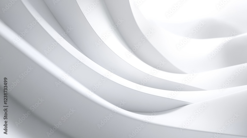 Poster abstract white layers wavy surface background clean modern smooth curves minimalist design subtle li