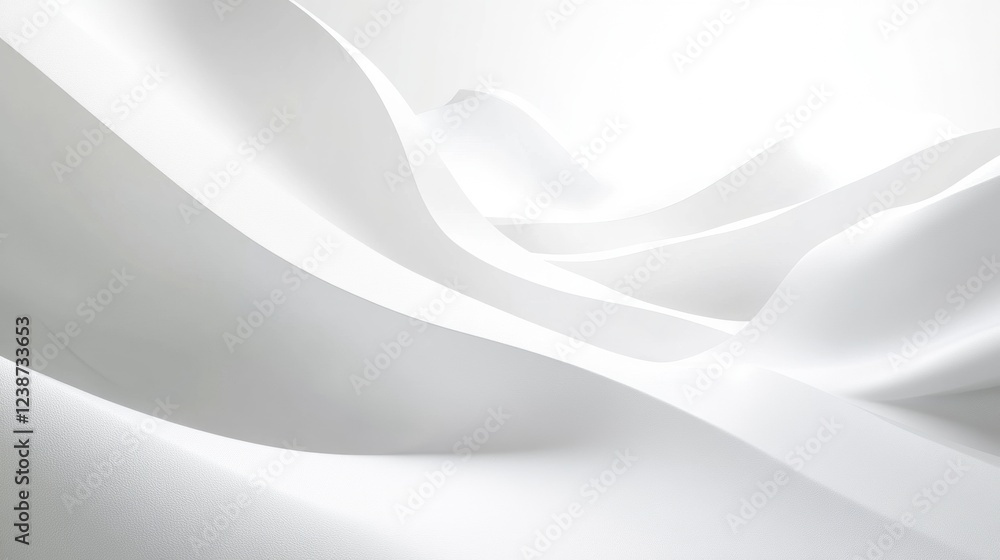 Poster abstract white smooth wavy forms creating a flowing minimalist scene with soft lighting