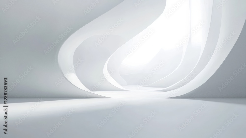 Poster abstract white swirl interior design with light and shadow creating modern geometric forms