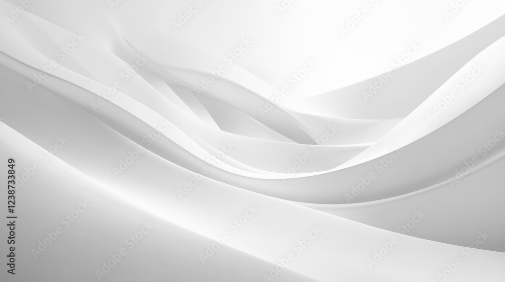 Poster abstract white waves flowing creatively into each other with a smooth and serene texture and backgro