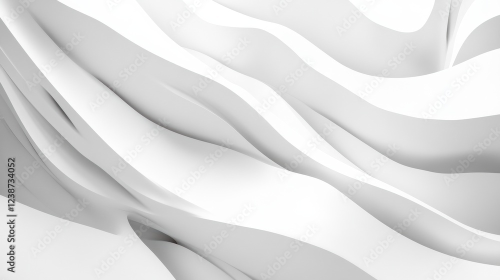 Poster abstract white wavy formed surface with shadow and light creating smooth gentle lines and curves
