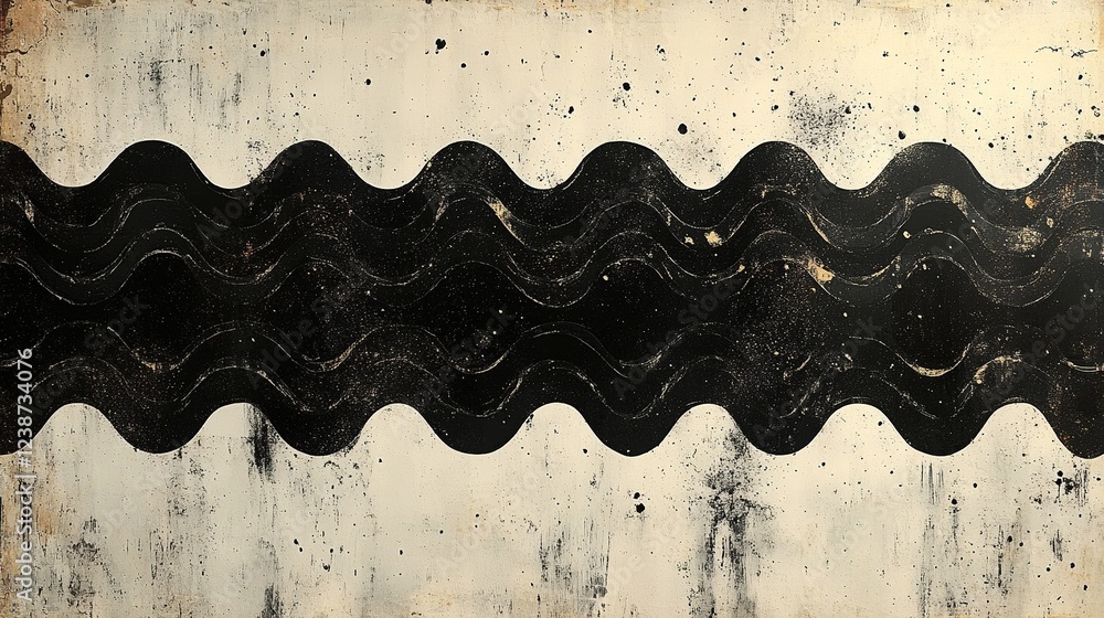 Poster wavy black paint stripe on canvas, possible backdrop for an abstract design