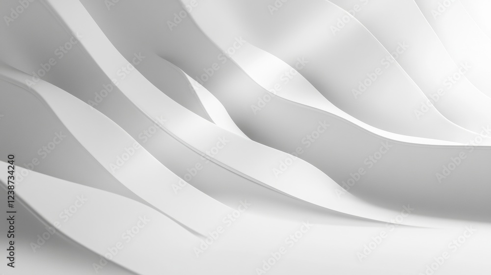 Poster abstract white wavy paper shapes forming fluid curves creating a smooth three dimensional design