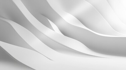 Fototapeta premium Abstract White Wavy Paper Shapes Forming Fluid Curves Creating a Smooth Three Dimensional Design