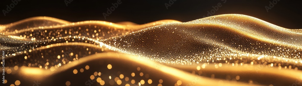 Poster golden waves of light create a mesmerizing, shimmering visual effect.