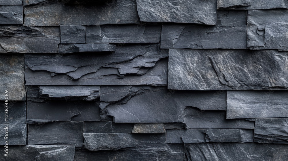 Poster dark gray stone wall textured surface with rough edges and a natural layered pattern background