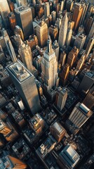 Aerial View of Manhattan Skyline Showcasing Impressive Skyscrapers