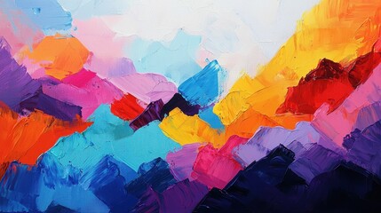 Fototapeta premium Vibrant Abstract Landscape with Bold Colors and Dynamic Brush Strokes