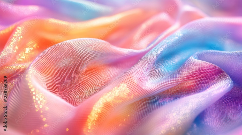 Fototapete abstract fluid fabric texture background with pastel colors, soft flowing gradients and a shimmering