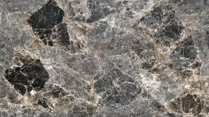 Fototapeta premium Dark Igneous Rock Texture With Black Mineral Patches And Irregular Veins Throughout Surface