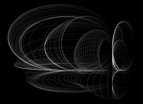 Abstraction drawn with lines. Harmonograph drawings. Contemporary art. Abstract geometric element. Mathematical chaos, spirograph. Design element for poster, banners, flyers. Psychedelic art