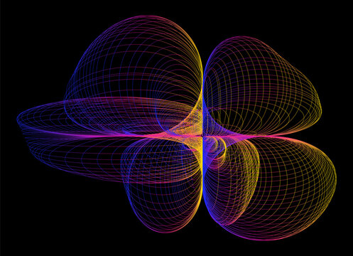 Abstraction drawn with lines. Harmonograph drawings. Contemporary art. Abstract geometric element. Mathematical chaos, spirograph. Design element for poster, banners, flyers. Psychedelic art