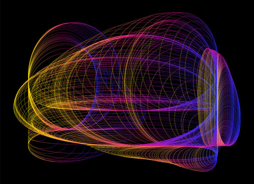 Abstraction drawn with lines. Harmonograph drawings. Contemporary art. Abstract geometric element. Mathematical chaos, spirograph. Design element for poster, banners, flyers. Psychedelic art