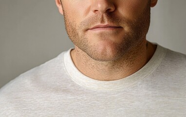 Obraz premium handsome man smiling with a mustache and a causal t-shirt