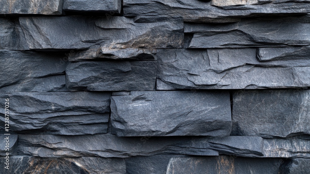Poster dark stone wall textured surface with rough slate pattern for interior design material background