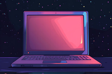 a laptop computer with a blank screen, laptop with blank screen, black background, dark background, 3d rendering