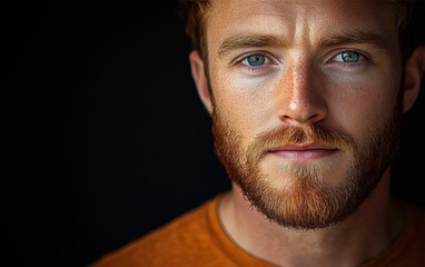 Obraz premium handsome man smiling with a mustache and a causal t-shirt