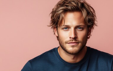 Obraz premium handsome man smiling with a mustache and a causal t-shirt