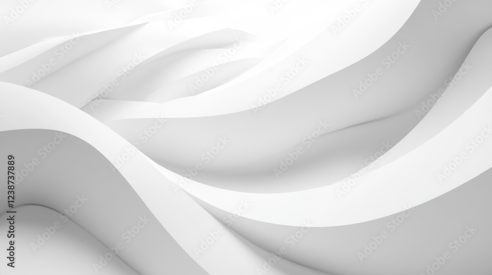 Poster elegant white abstract curves intersecting wavy design with dynamic flow and gentle contours