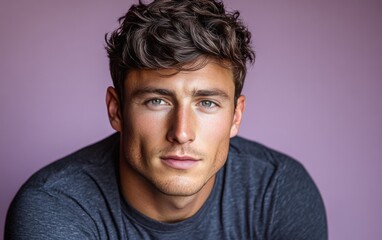 Obraz premium handsome man smiling with a mustache and a causal t-shirt