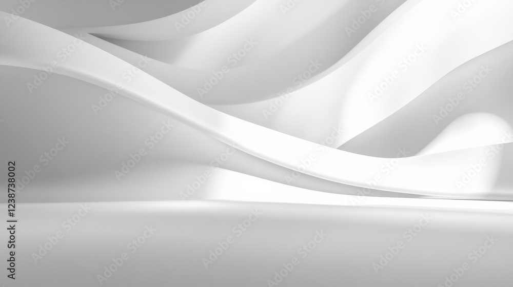 Aufkleber elegant white curves abstract architecture studio background with soft shadows and light effects