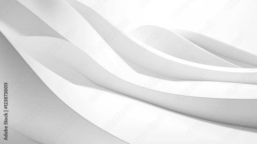 Poster elegant white curves surface abstract background with gentle wavy shapes and soft light