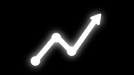 White glowing simple upword arrow animation on black background