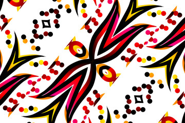 red black gold gradient flower and leaf art pattern of indonesian culture traditional tenun batik ethnic dayak ornament for wallpaper ads background	