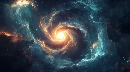 Glowing Cosmic Swirl Brightly Illuminates Deep Space. AI Generated