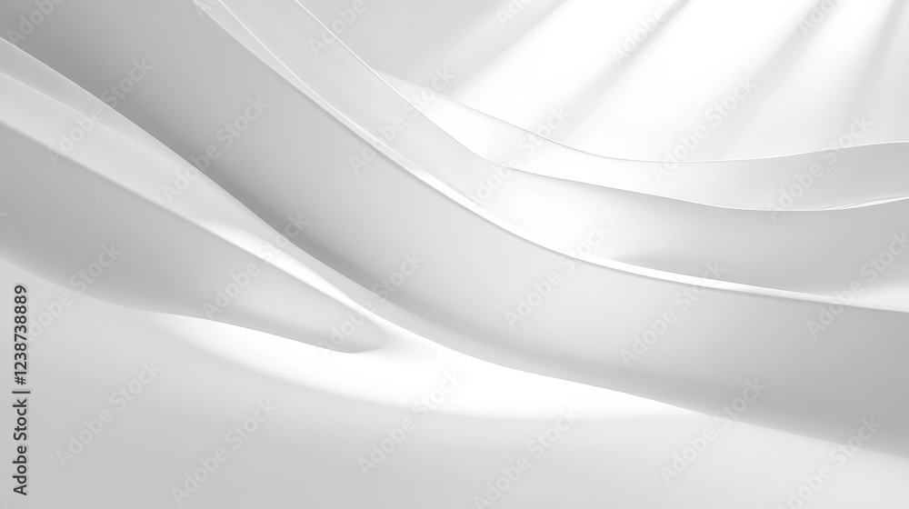 Poster fluid white paper curves in soft light abstract background gentle and minimalist art design