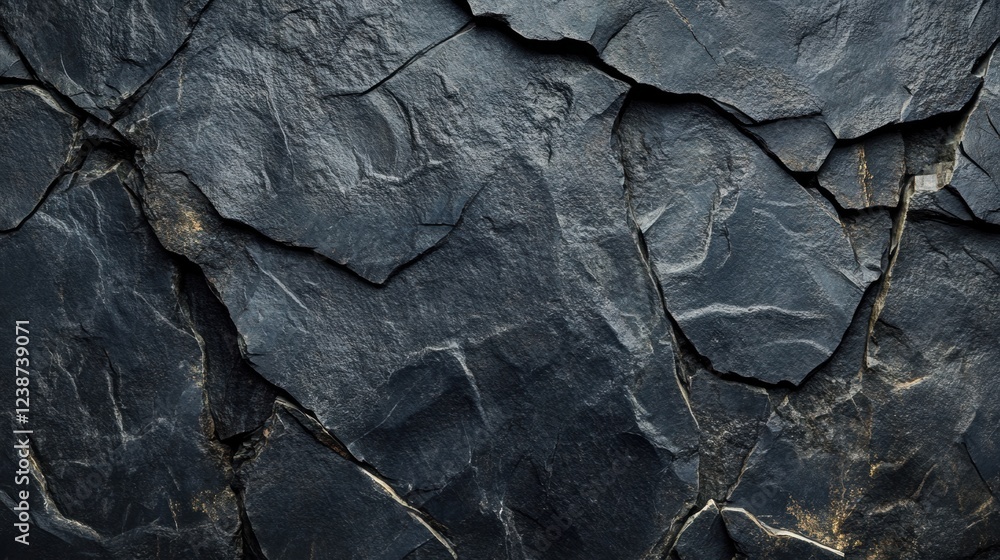 Poster fractured dark rock texture surface with jagged edges and rough mineral patterns