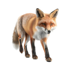 Fototapeta premium Curious fox with soft fur walking forward and looking intently with sharp eyes and big ears